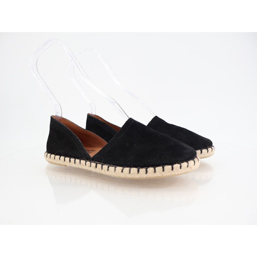 Miz Mooz Carmena Espadrille Flats Womens 37 6.5 / 7 Black Leather Slip On Shoes